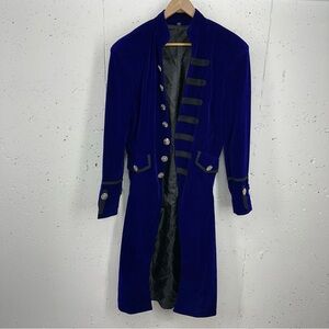 Dark Rock size Medium Blue Velvet Vintage Goth Steampunk Victorian Frock Coat